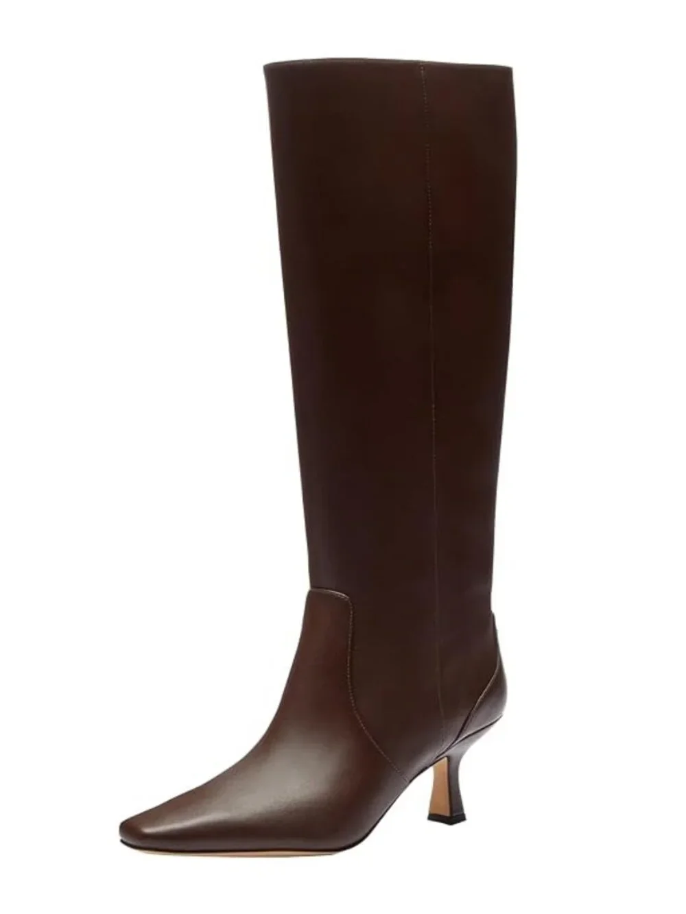 COACH Sculpted C Maple Leather Kitten Heel Knee High Boots Size 5.5 NWT